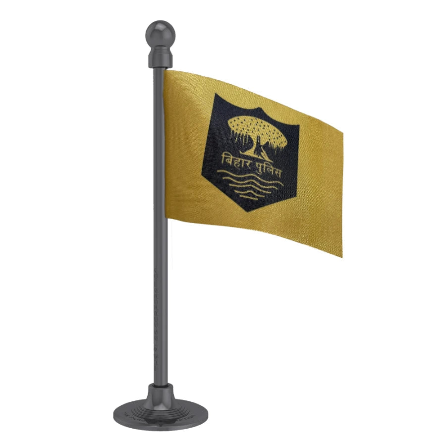 Bihar Police Car Dashboard Flag of 2in x 3in With A Steel or Plastic Base