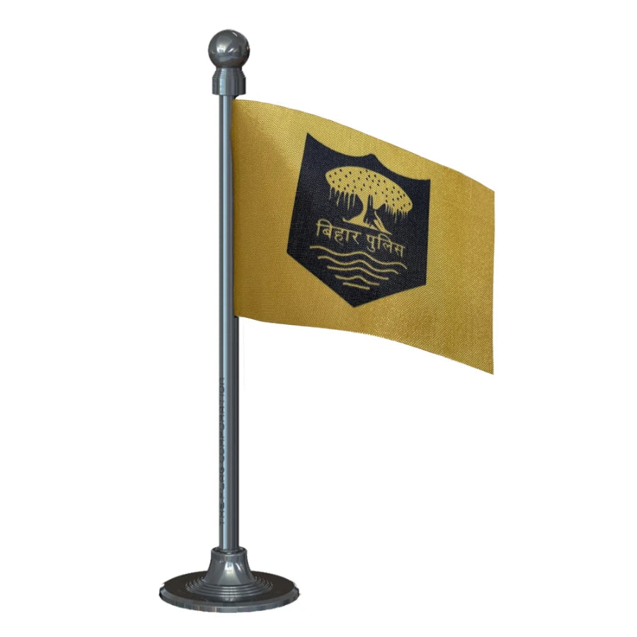 Bihar Police Car Dashboard Flag of 2in x 3in With A Steel or Plastic Base