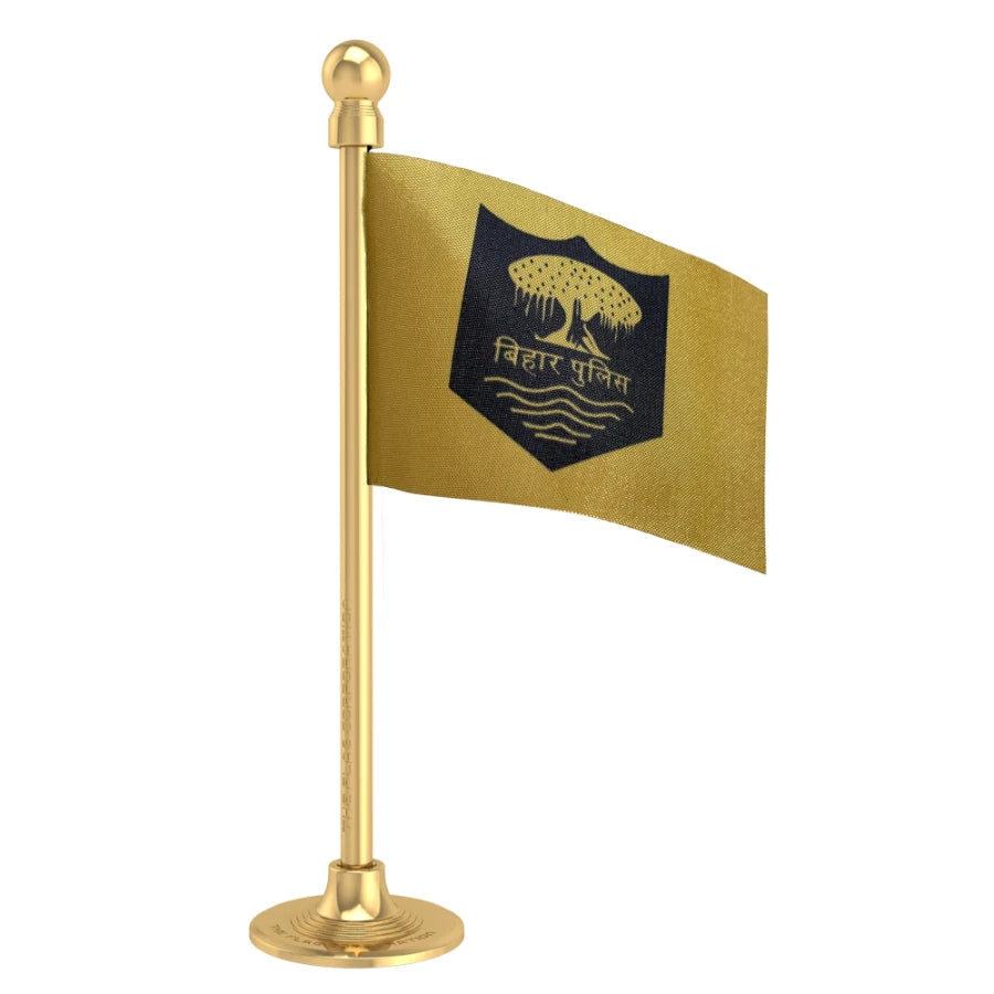 Bihar Police Car Dashboard Flag of 2in x 3in With A Steel or Plastic Base