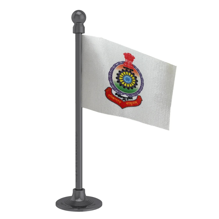 Chhatisgarh Police Car Dashboard Flag of 2in x 3in With A Steel or Plastic Base