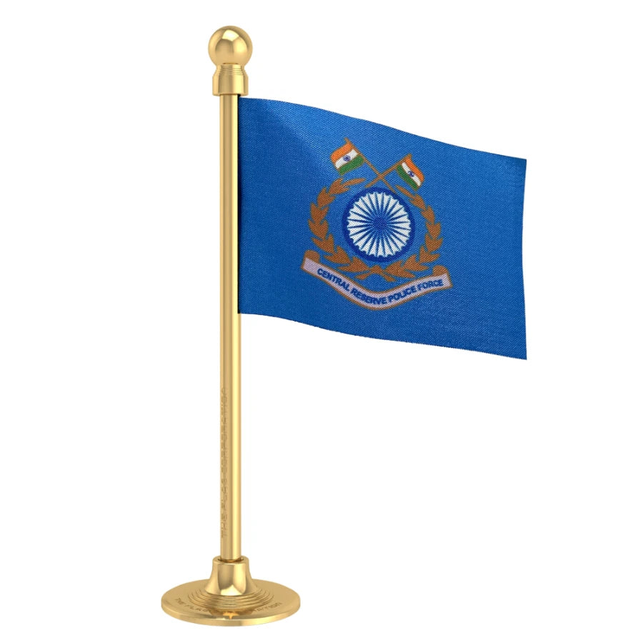 CRPF Central Reserve Police Force Car Dashboard Flag of 2in x 3in With A Steel or Plastic Base