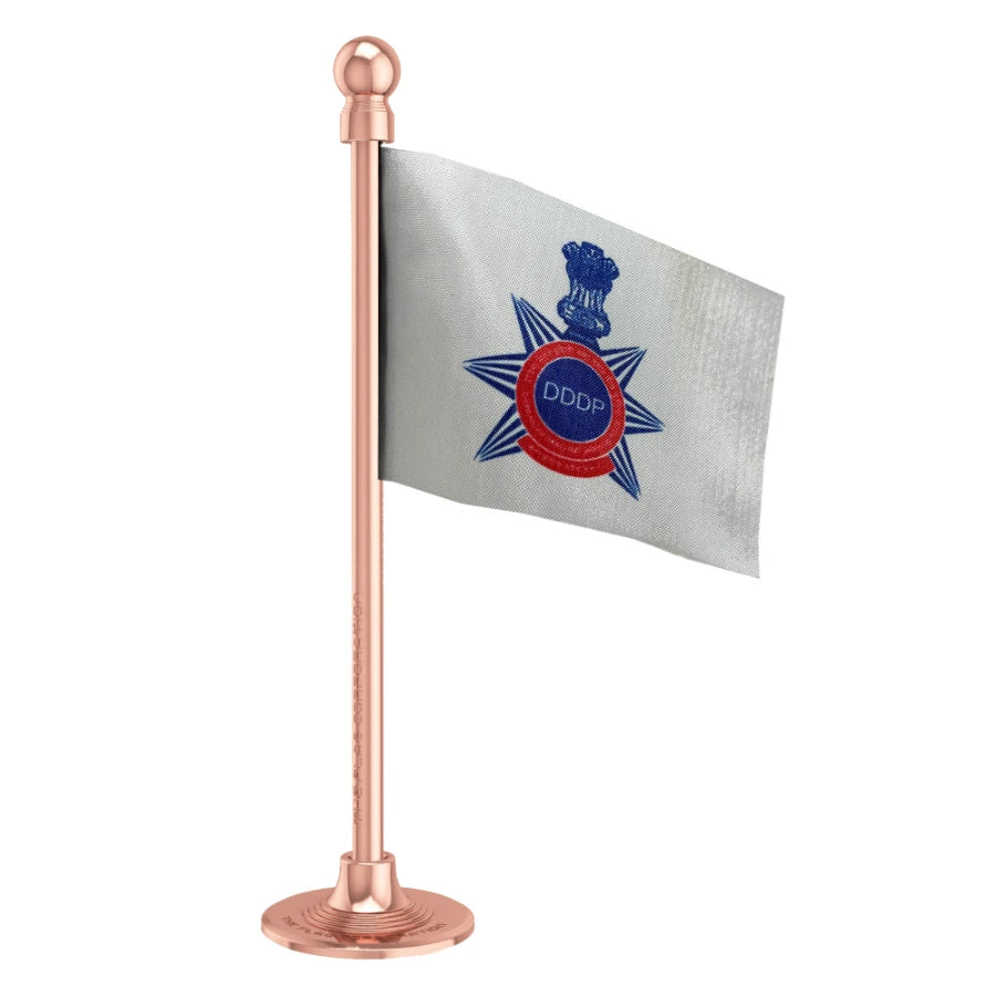 Daman Diu, Dadra & Nagar Haveli Police Car Dashboard Flag of 2in x 3in With A Steel or Plastic Base