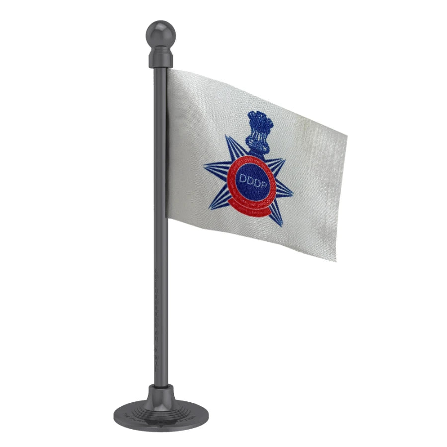 Daman Diu, Dadra & Nagar Haveli Police Car Dashboard Flag of 2in x 3in With A Steel or Plastic Base