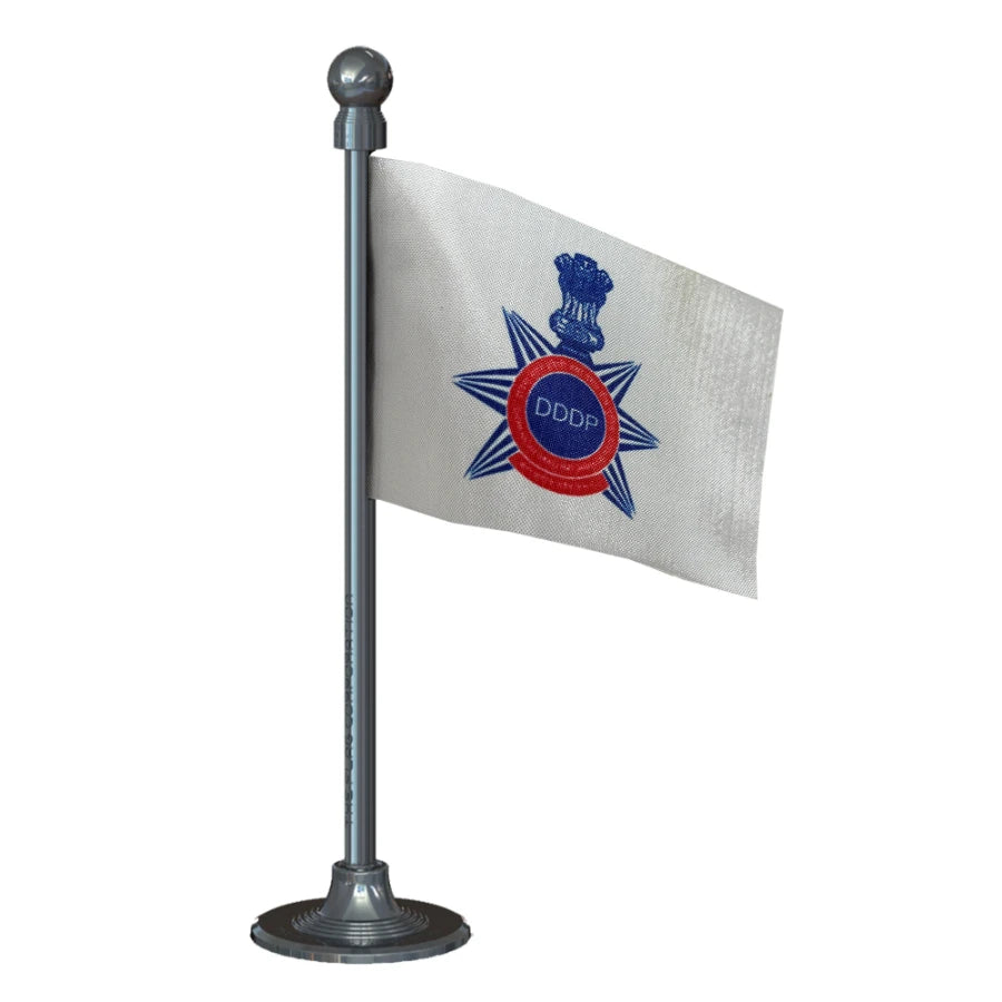 Daman Diu, Dadra & Nagar Haveli Police Car Dashboard Flag of 2in x 3in With A Steel or Plastic Base
