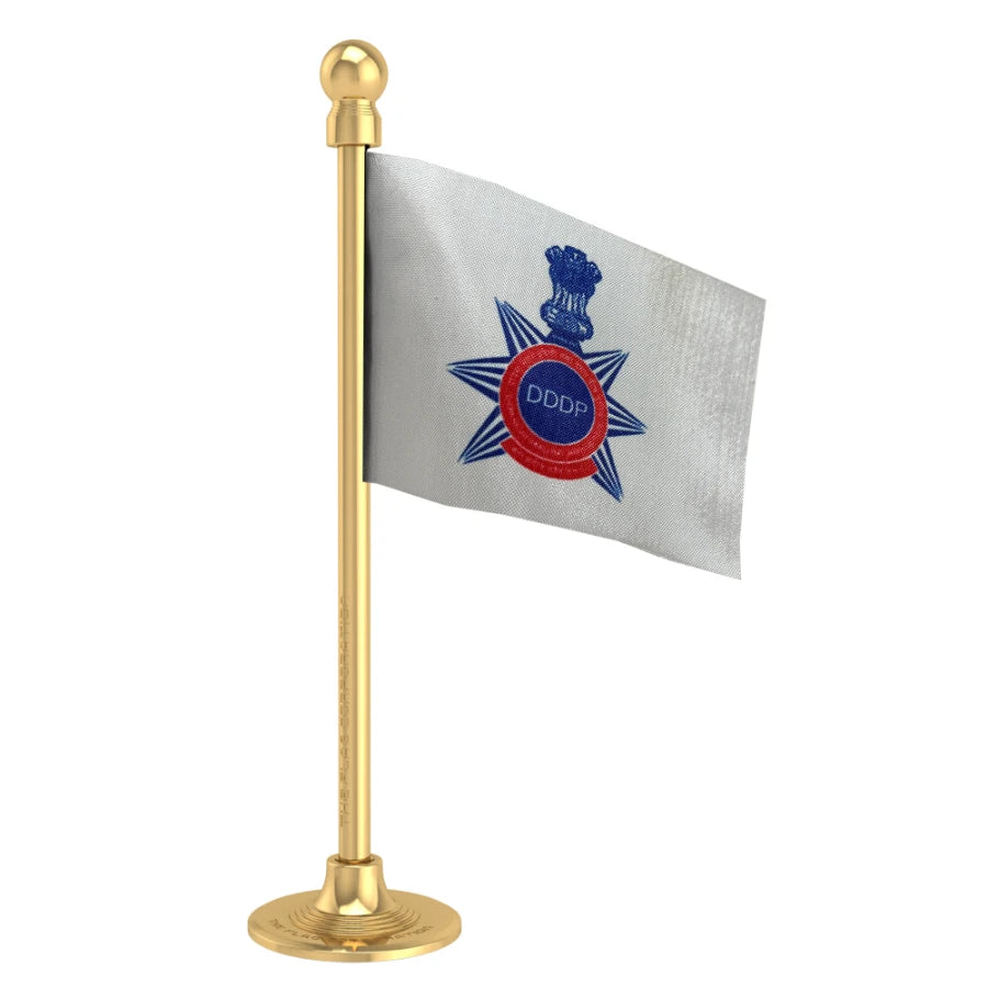 Daman Diu, Dadra & Nagar Haveli Police Car Dashboard Flag of 2in x 3in With A Steel or Plastic Base