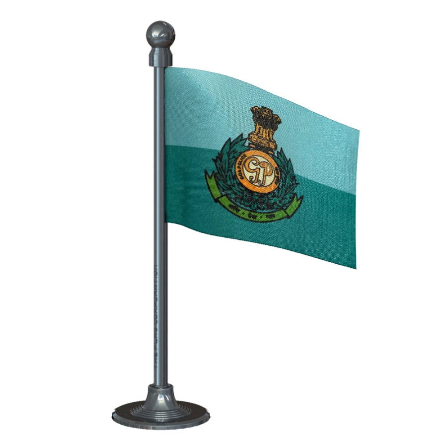 Goa Police Car Dashboard Flag of 2in x 3in With A Steel or Plastic Base
