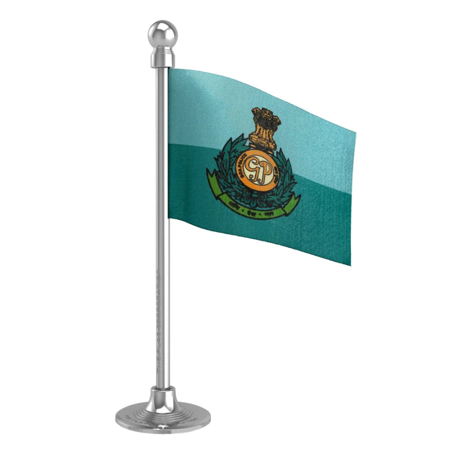 Goa Police Car Dashboard Flag of 2in x 3in With A Steel or Plastic Base