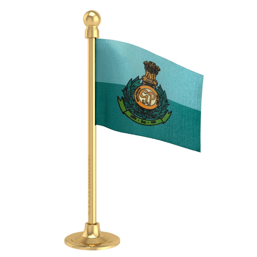 Goa Police Car Dashboard Flag of 2in x 3in With A Steel or Plastic Base