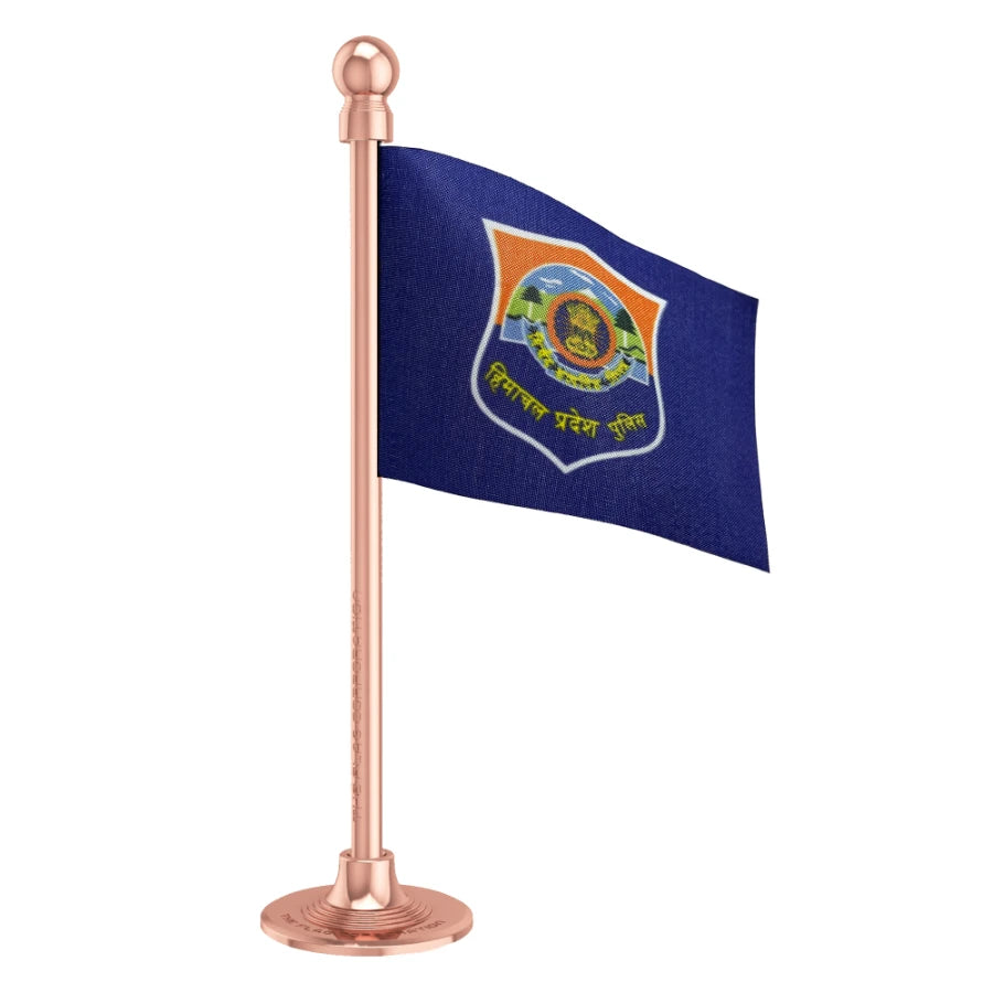 Himachal Police Car Dashboard Flag of 2in x 3in With A Steel or Plastic Base