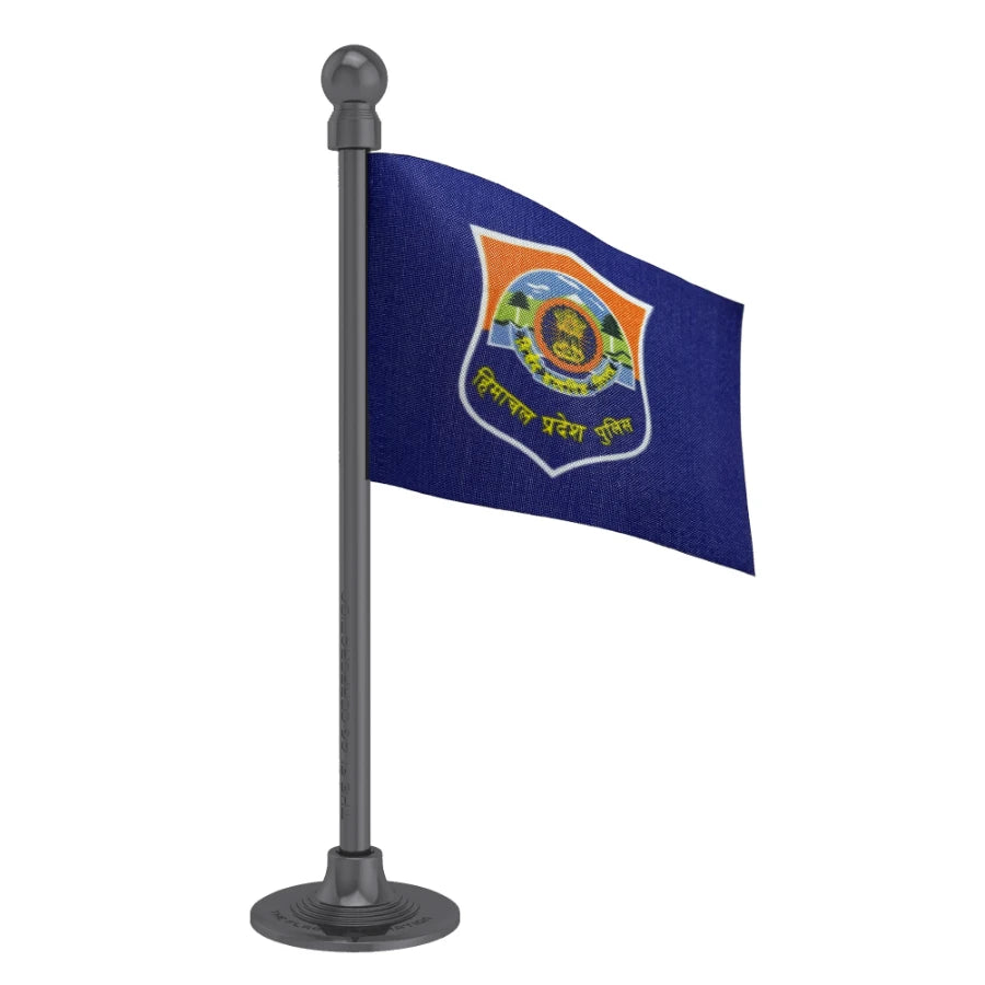 Himachal Police Car Dashboard Flag of 2in x 3in With A Steel or Plastic Base