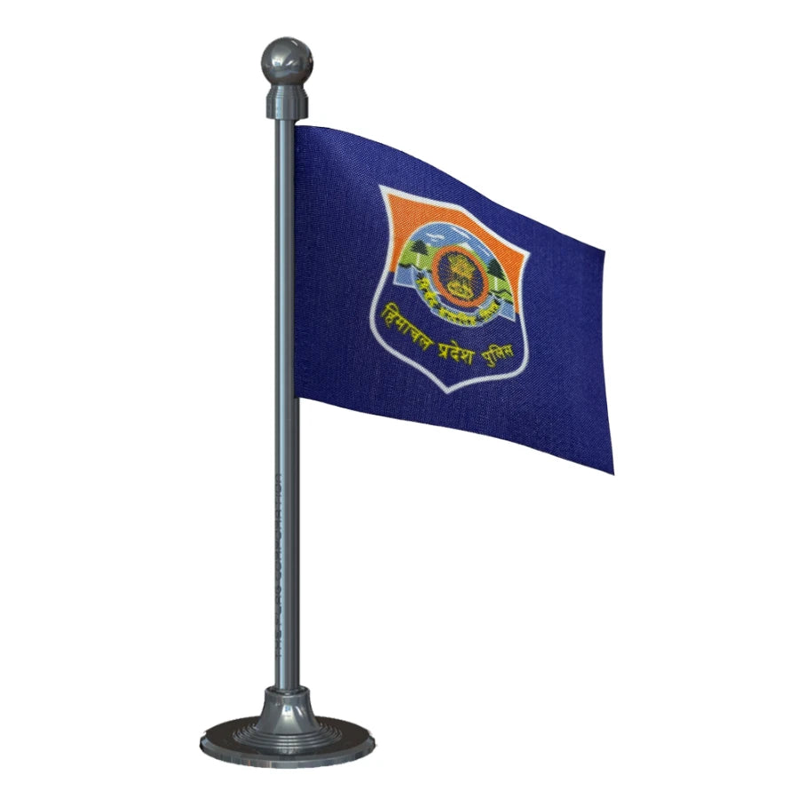 Himachal Police Car Dashboard Flag of 2in x 3in With A Steel or Plastic Base