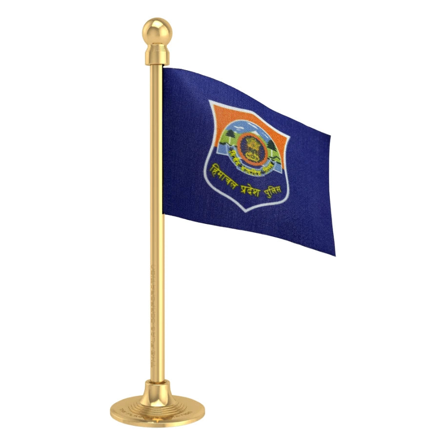 Himachal Police Car Dashboard Flag of 2in x 3in With A Steel or Plastic Base