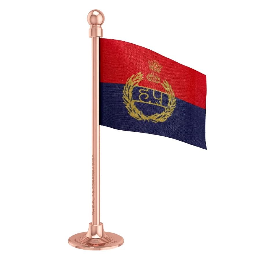 Haryana Police Car Dashboard Flag of 2in x 3in With A Steel or Plastic Base