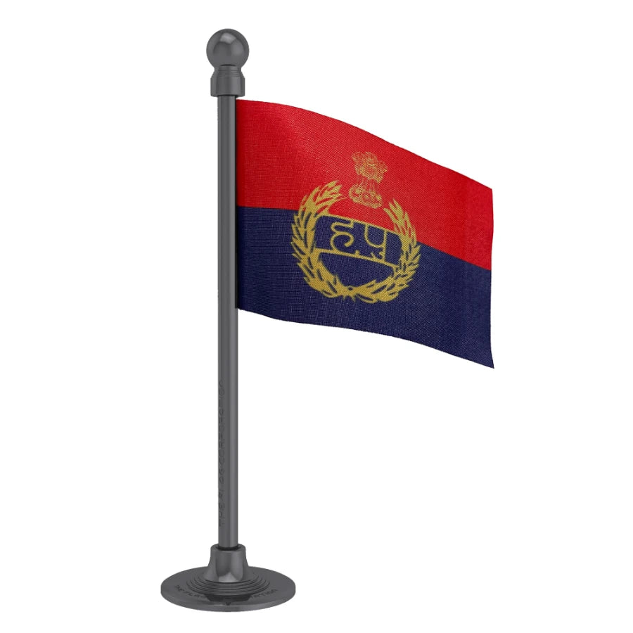 Haryana Police Car Dashboard Flag of 2in x 3in With A Steel or Plastic Base