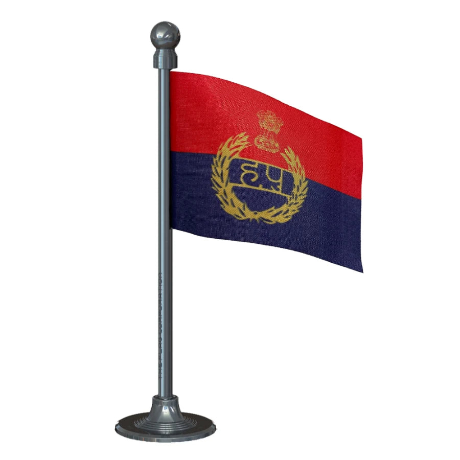 Haryana Police Car Dashboard Flag of 2in x 3in With A Steel or Plastic Base