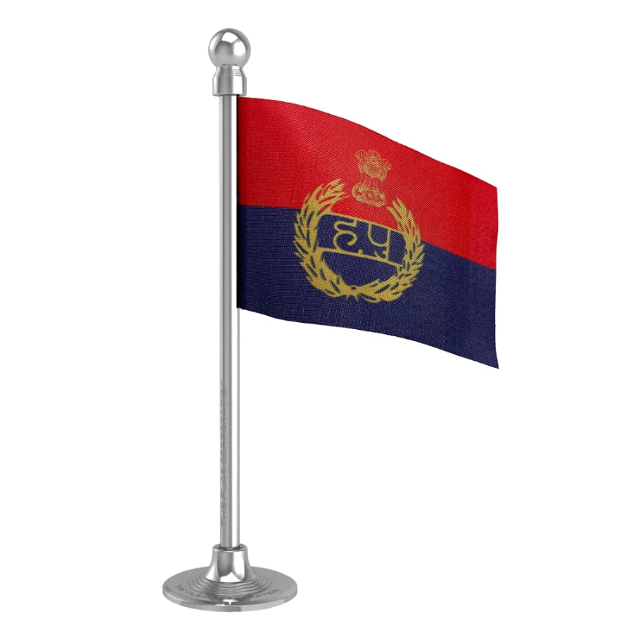 Haryana Police Car Dashboard Flag of 2in x 3in With A Steel or Plastic Base