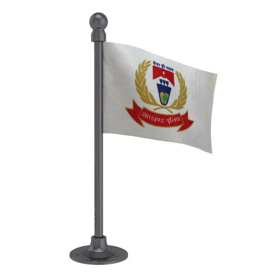 Jharkhand Police Car Dashboard Flag of 2in x 3in With A Steel or Plastic Base