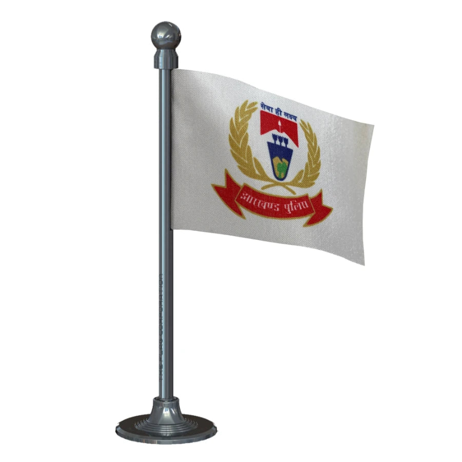 Jharkhand Police Car Dashboard Flag of 2in x 3in With A Steel or Plastic Base