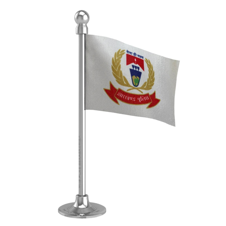 Jharkhand Police Car Dashboard Flag of 2in x 3in With A Steel or Plastic Base
