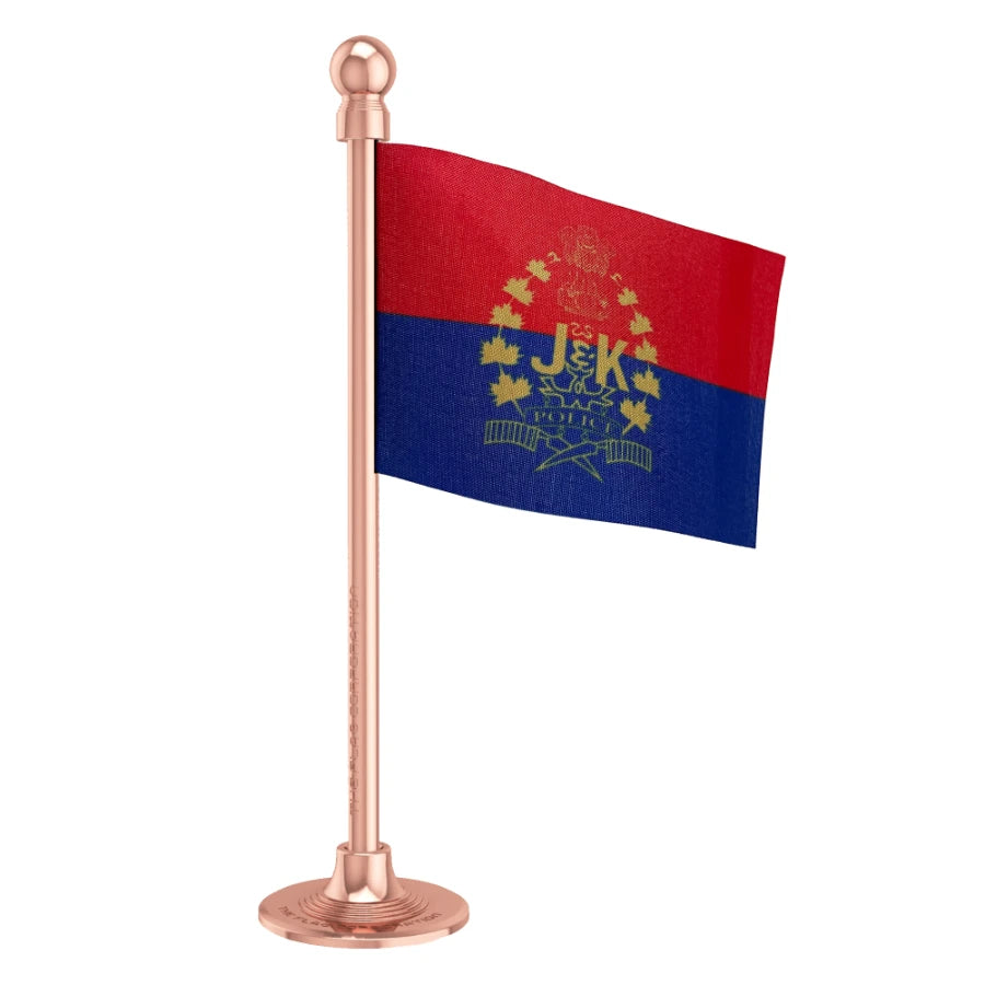 Jammu and Kashmir Police Car Dashboard Flag of 2in x 3in With A Steel or Plastic Base