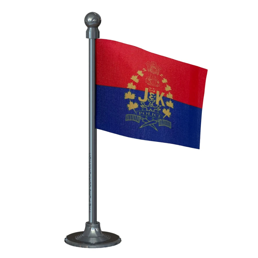 Jammu and Kashmir Police Car Dashboard Flag of 2in x 3in With A Steel or Plastic Base