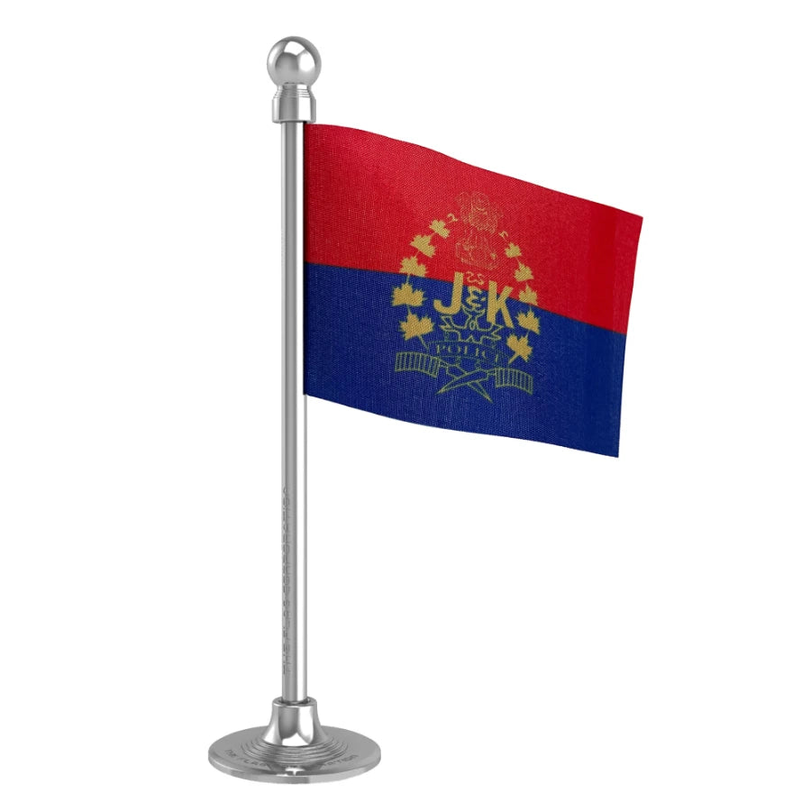 Jammu and Kashmir Police Car Dashboard Flag of 2in x 3in With A Steel or Plastic Base