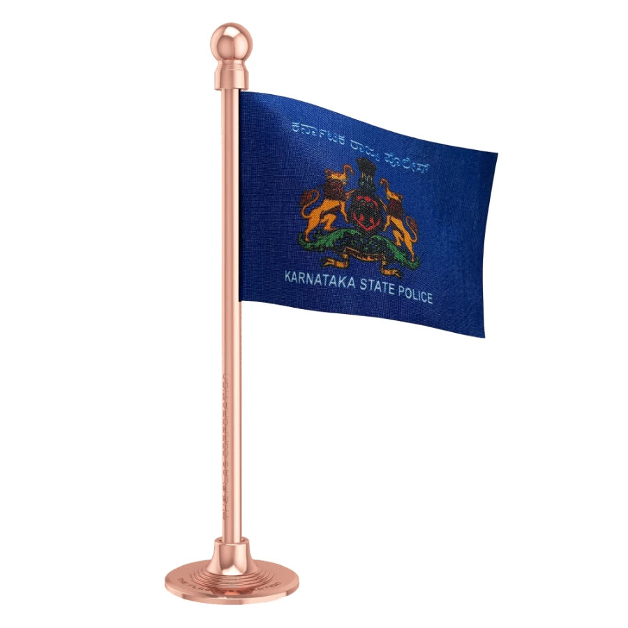 Karnataka Police Car Dashboard Flag of 2in x 3in With A Steel or Plastic Base
