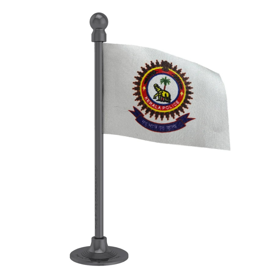 Kerala Police Car Dashboard Flag of 2in x 3in With A Steel or Plastic Base