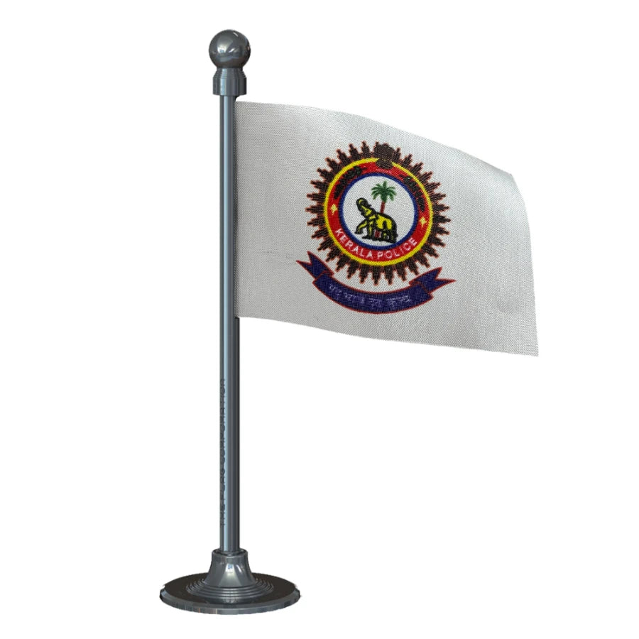 Kerala Police Car Dashboard Flag of 2in x 3in With A Steel or Plastic Base