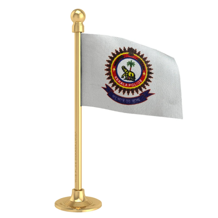 Kerala Police Car Dashboard Flag of 2in x 3in With A Steel or Plastic Base