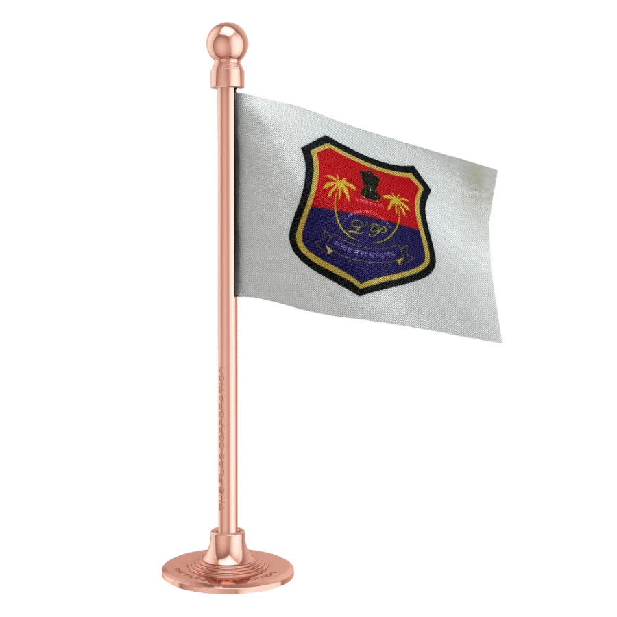 Lakshadweep Police Car Dashboard Flag of 2in x 3in With A Steel or Plastic Base
