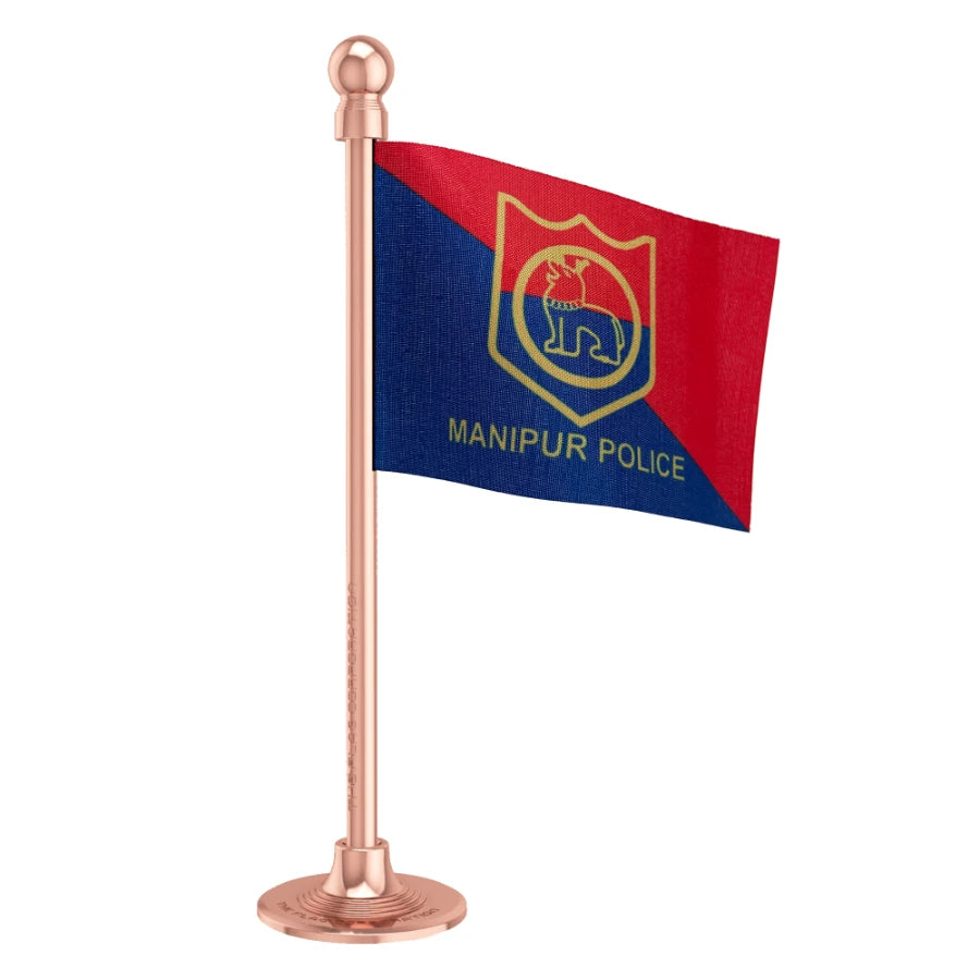 Manipur Police Car Dashboard Flag of 2in x 3in With A Steel or Plastic Base
