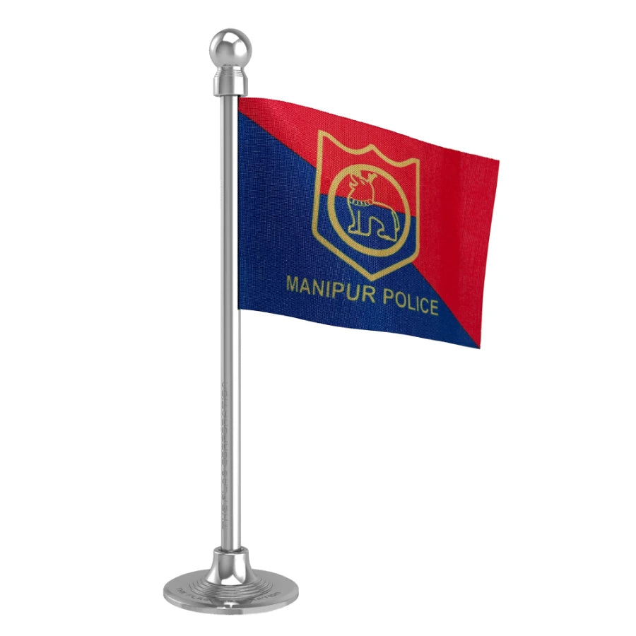 Manipur Police Car Dashboard Flag of 2in x 3in With A Steel or Plastic Base
