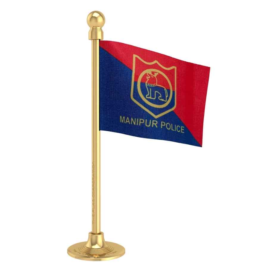 Manipur Police Car Dashboard Flag of 2in x 3in With A Steel or Plastic Base
