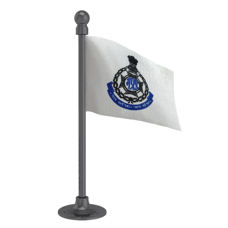 Madhya Pradesh Police Car Dashboard Flag of 2in x 3in With A Steel or Plastic Base