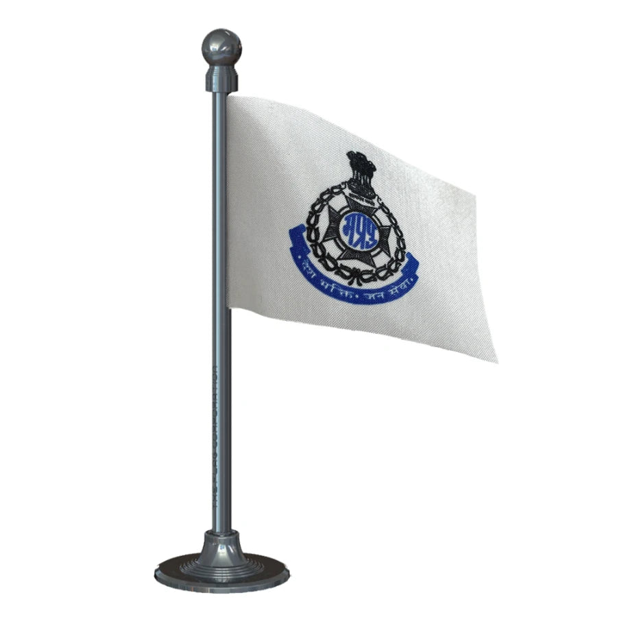 Madhya Pradesh Police Car Dashboard Flag of 2in x 3in With A Steel or Plastic Base