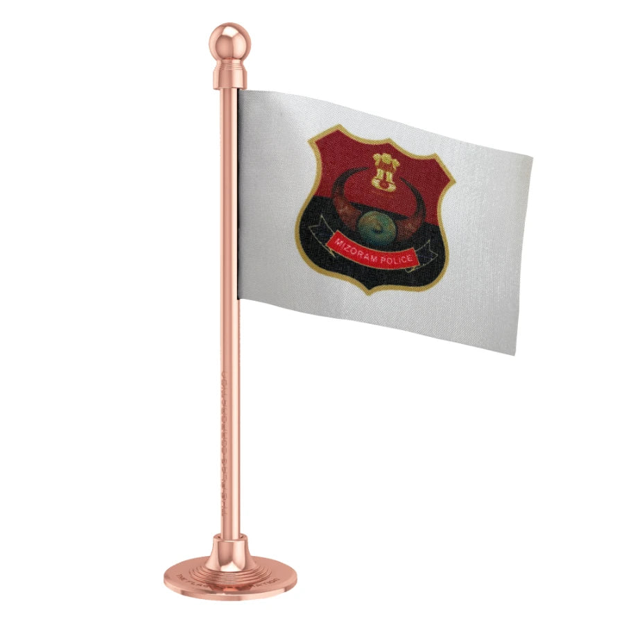 Mizoram Police Car Dashboard Flag of 2in x 3in With A Steel or Plastic Base