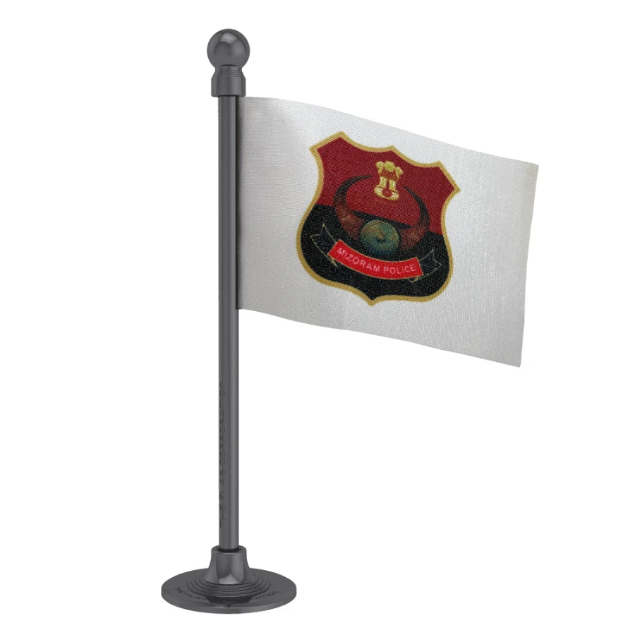 Mizoram Police Car Dashboard Flag of 2in x 3in With A Steel or Plastic Base