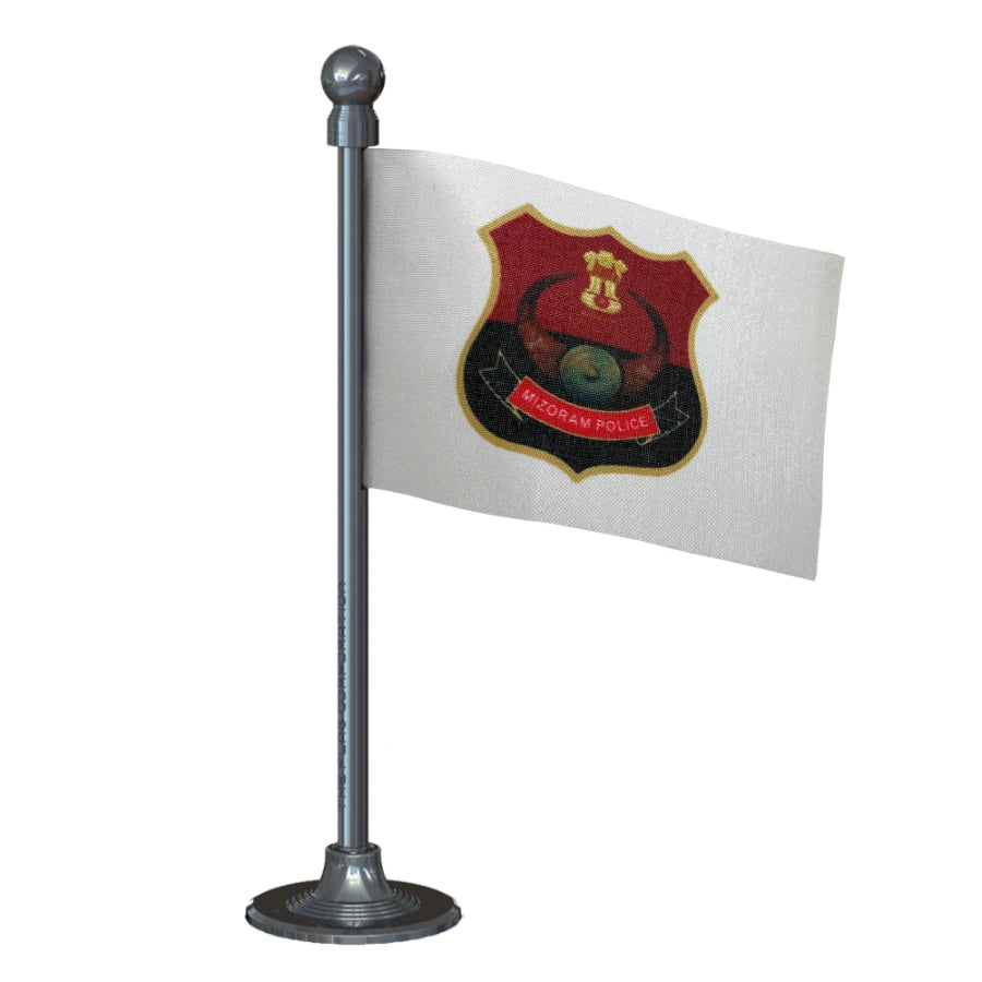 Mizoram Police Car Dashboard Flag of 2in x 3in With A Steel or Plastic Base