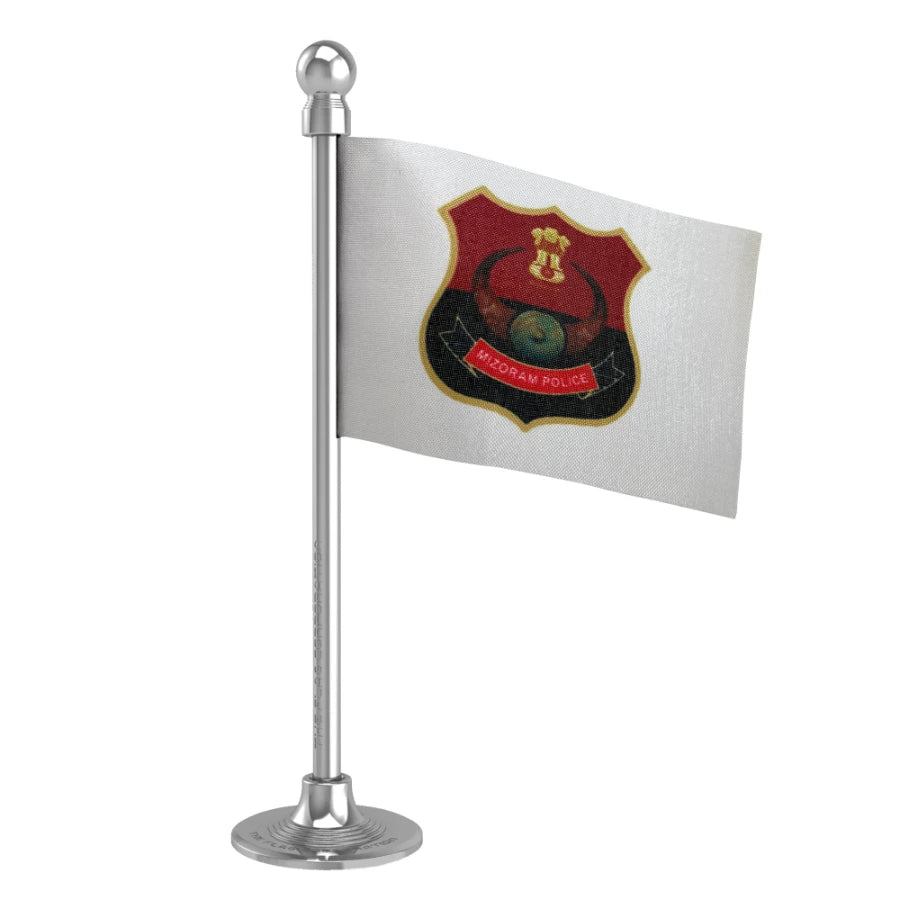 Mizoram Police Car Dashboard Flag of 2in x 3in With A Steel or Plastic Base