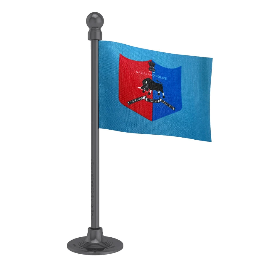 Nagaland Police Car Dashboard Flag of 2in x 3in With A Steel or Plastic Base