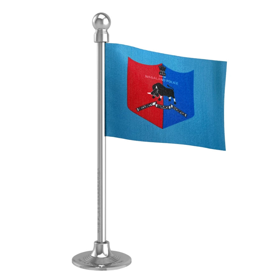 Nagaland Police Car Dashboard Flag of 2in x 3in With A Steel or Plastic Base