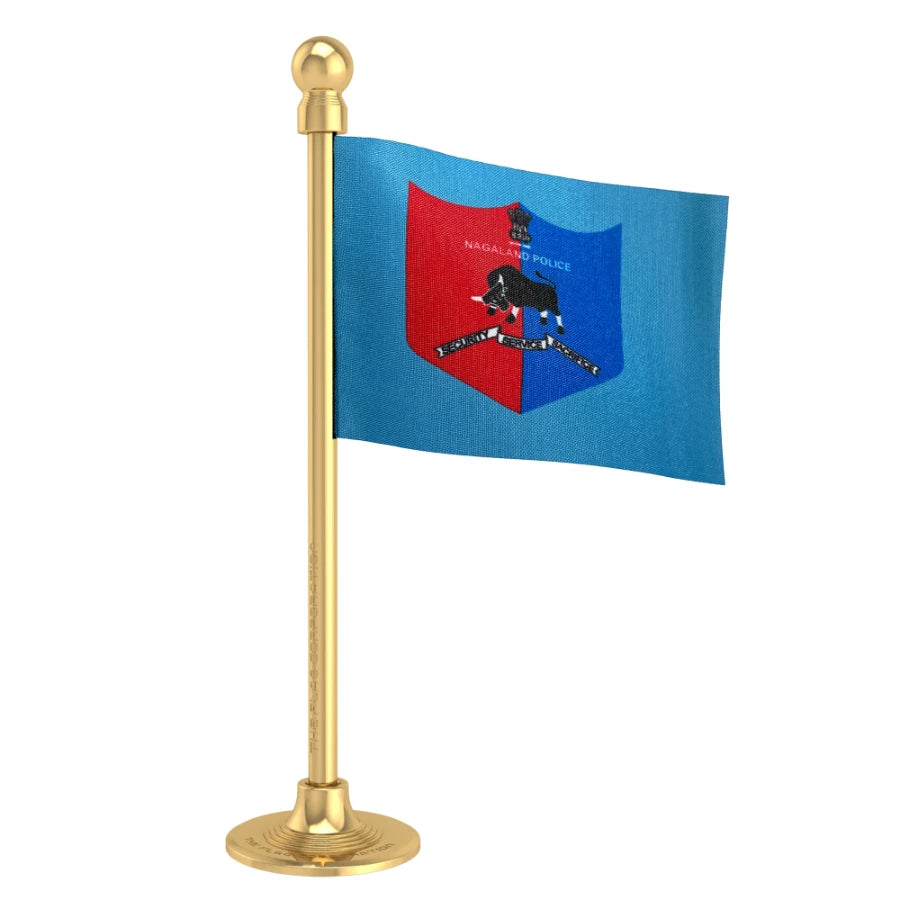 Nagaland Police Car Dashboard Flag of 2in x 3in With A Steel or Plastic Base