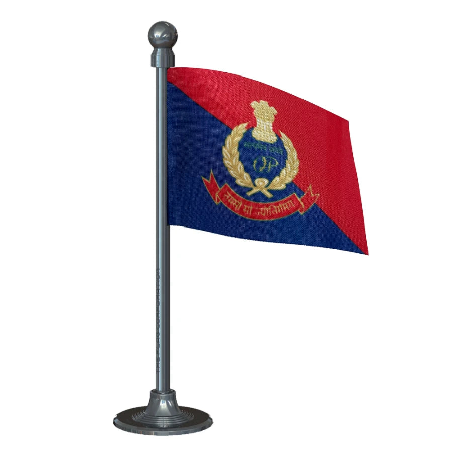 Orissa or Odisha Police Car Dashboard Flag of 2in x 3in With A Steel or Plastic Base