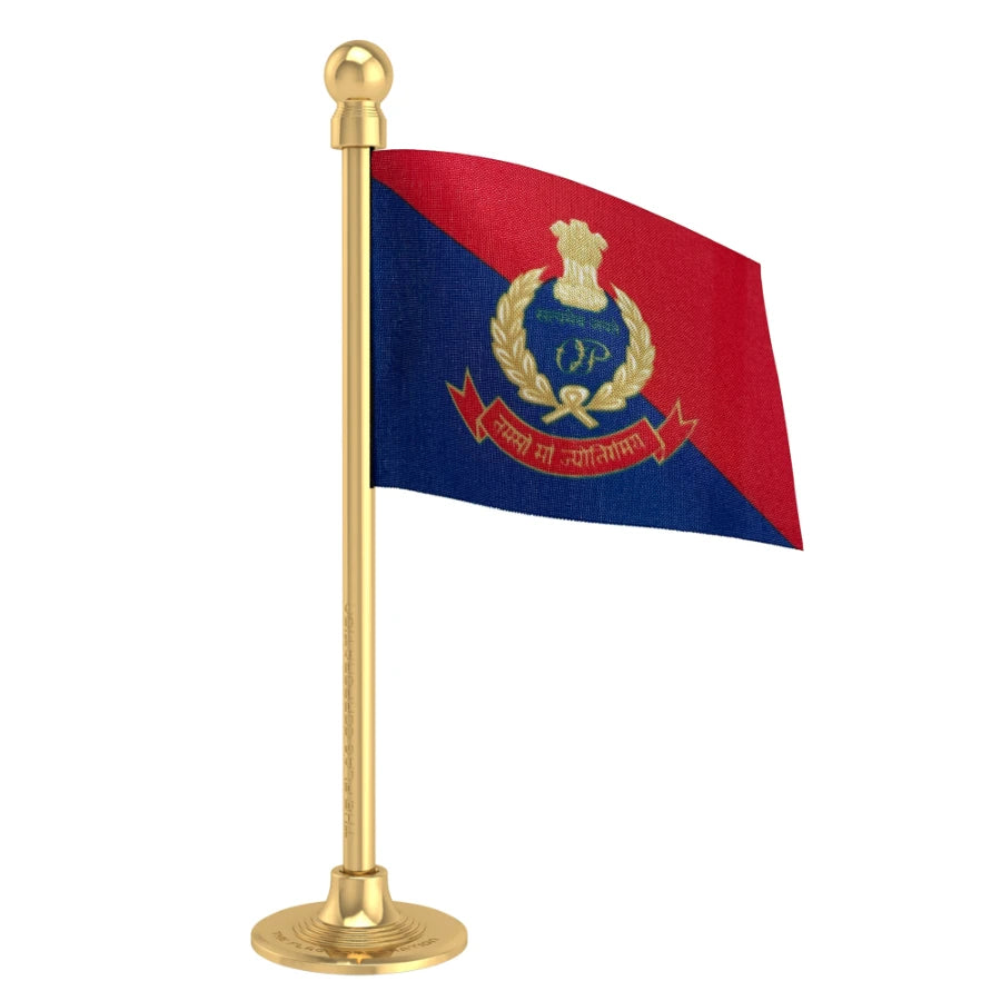 Orissa or Odisha Police Car Dashboard Flag of 2in x 3in With A Steel or Plastic Base