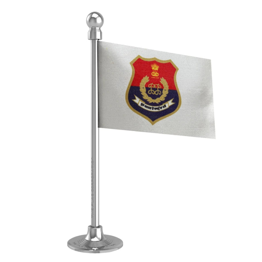 Punjab Police Car Dashboard Flag of 2in x 3in With A Steel or Plastic Base