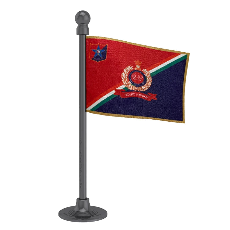 RPF Railway Protection Force Police Car Dashboard Flag of 2in x 3in With A Steel or Plastic Base