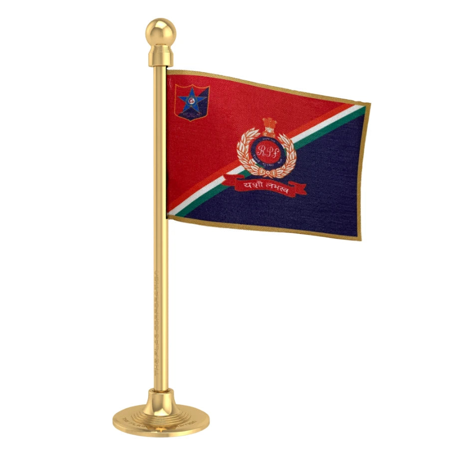 RPF Railway Protection Force Police Car Dashboard Flag of 2in x 3in With A Steel or Plastic Base