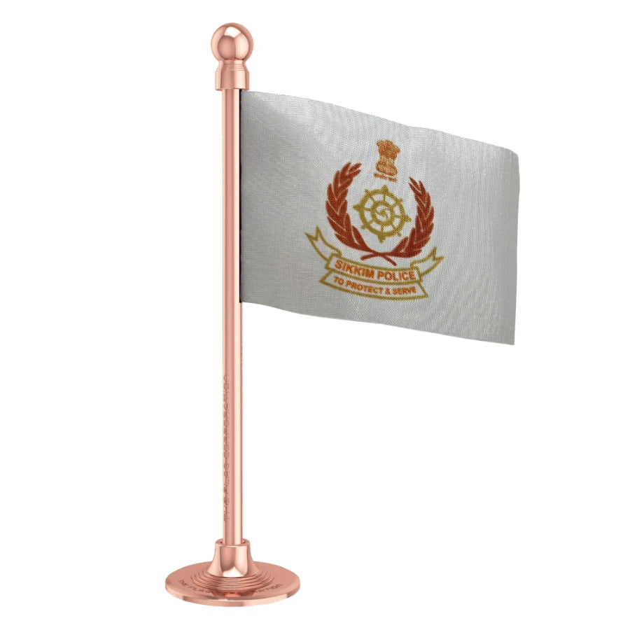 Sikkim Police Car Dashboard Flag of 2in x 3in With A Steel or Plastic Base