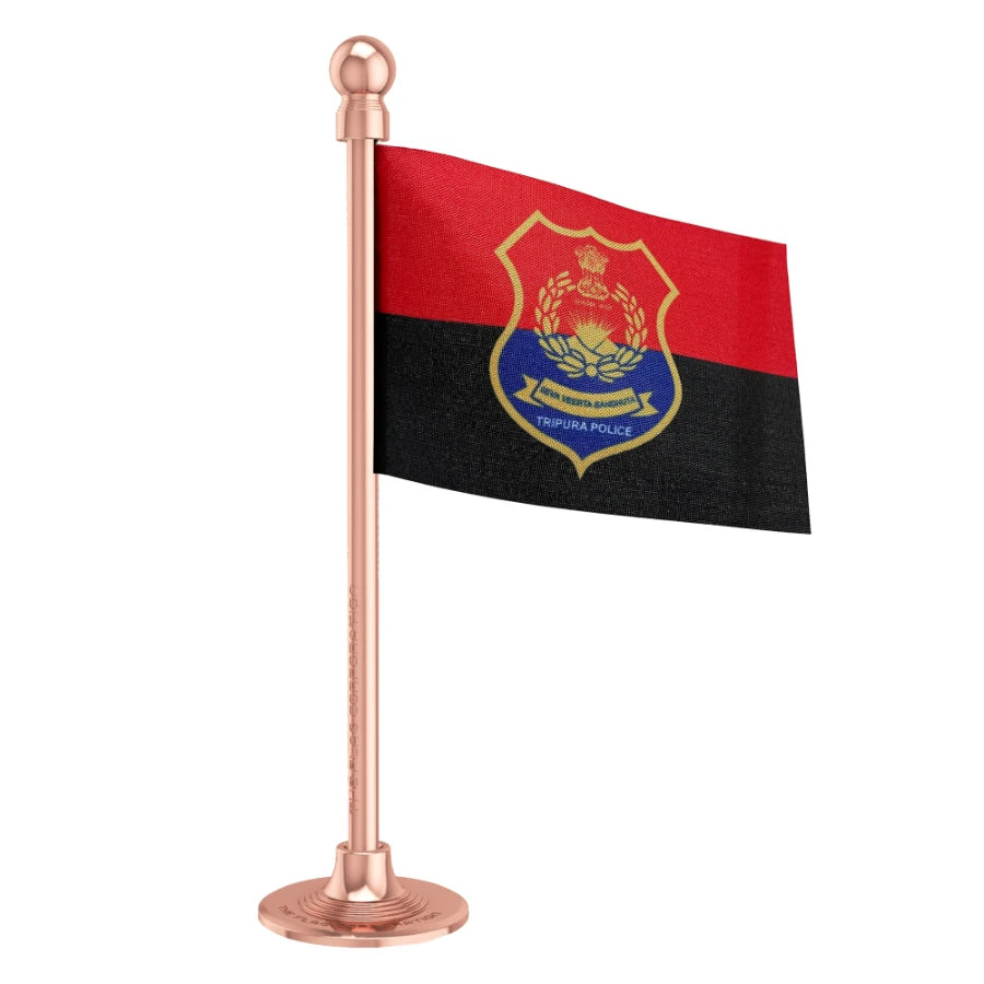 Tripura Police Car Dashboard Flag of 2in x 3in With A Steel or Plastic Base